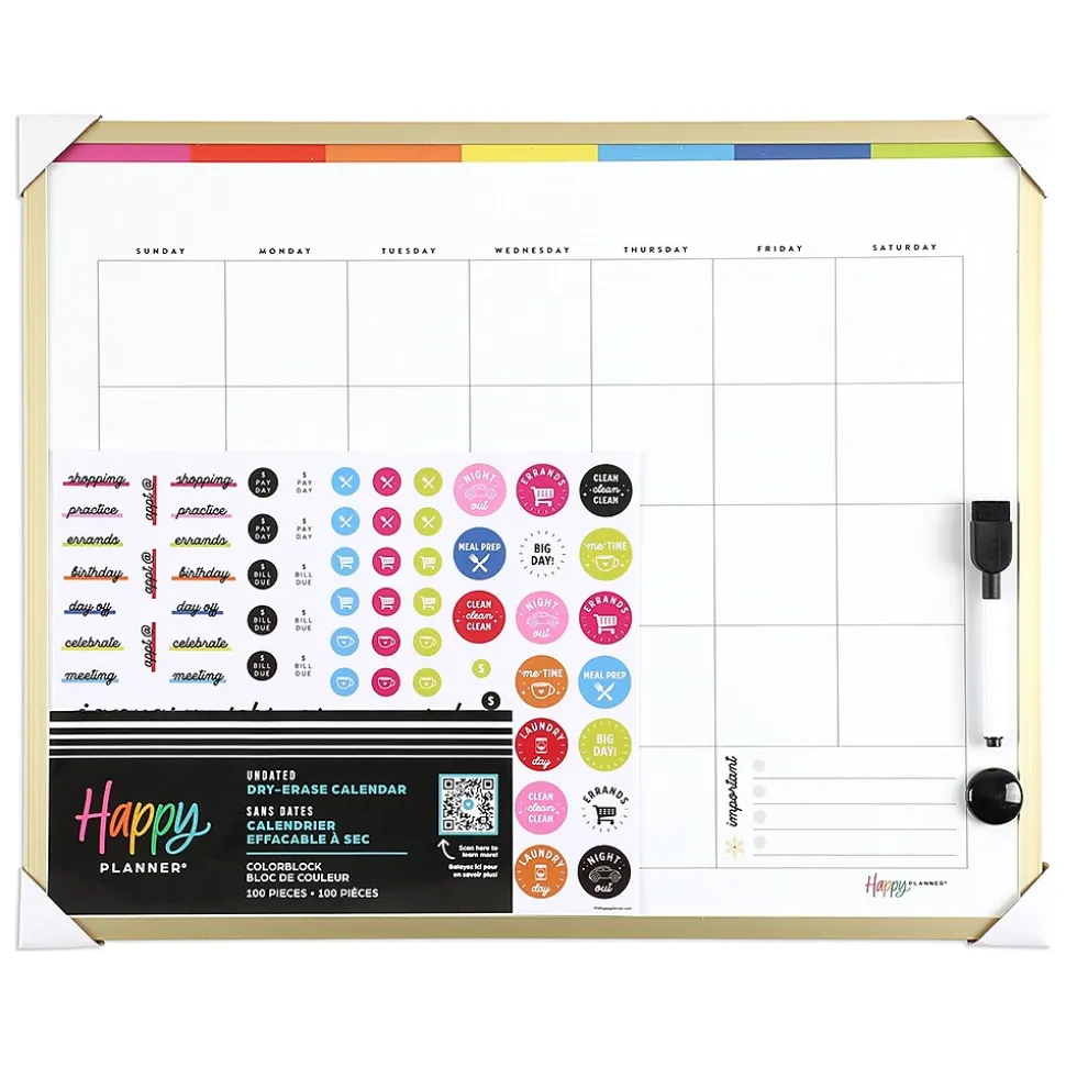 Happy Planner Color Block Dry-Erase Whiteboard, 16" x 20" (AF3DEB-031)