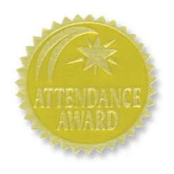 Hayes Attendance Award Gold Foil Embossed Certificate Seals, 1-3/4", Pack of 54 (H-VA375)