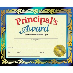 Hayes Publishing Principal's Award Certificate, 8.5" x 11", 30 Per Pack, 3 Packs (H-VA689-3)