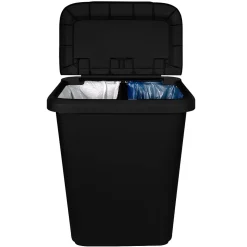 Hefty Dual Function XL Trash Can, 20.4 Gallons, Black, 2/Pack (HFTCOM2280075-2)