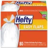 Hefty Easy Flaps 13 Gallon Trash Bag, 23.75" x 28", Low Density, 0.69 mil, White, 80 Bags/Box, 3 Box/Carton (PCTE84563CT)