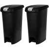Hefty Lockable Step On Trash Can, 12 Gallon, Black, 2/Pack (HFTCOM225807545)