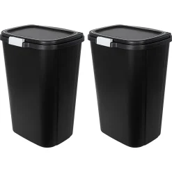 Hefty Odor Control Trash Can, 13 Gallon, Black, 2/Pack (HFTCOM228707507)