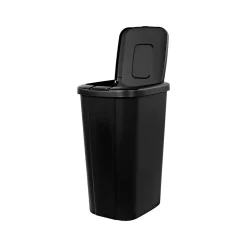 Hefty Polypropylene Trash Can with Lid, Black, 13.3 Gal. (2166-075)