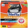 Hefty Ultra Strong 13 Gallon Kitchen Trash Bag, 23.75" x 24.88", Low Density, 0.9 mil, Black, 80 Bags/Box (PCTE88352CT)
