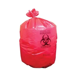 Heritage 30 Gal. Biohazard Liners, Red, 43"L x 30"W, 100/Carton (A6043ZR)