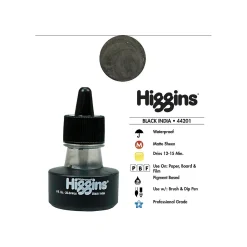 Higgins Bottled Ink Pen Refill, Black India Ink, Each (44201)
