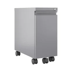 Hirsh 2-Drawer Mobile Vertical File Cabinet, Letter/Legal Size, Lockable, 21.75"H x 10"W x 19.88"D, Arctic Silver (24045)