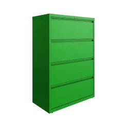 Hirsh HL10000 Series 4-Drawer Lateral File Cabinet, Locking, Letter/Legal, Screaming Green, 36" (24256)