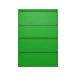 Hirsh HL10000 Series 4-Drawer Lateral File Cabinet, Locking, Letter/Legal, Screaming Green, 36" (24256)