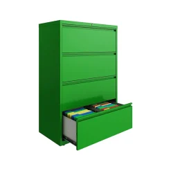Hirsh HL10000 Series 4-Drawer Lateral File Cabinet, Locking, Letter/Legal, Screaming Green, 36