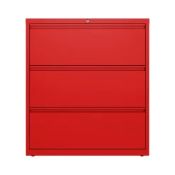 Hirsh HL10000 Series 3-Drawer Lateral File Cabinet, Locking, Letter/Legal, Lava Red, 36" (24252)