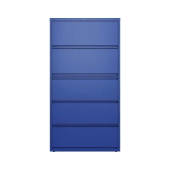 Hirsh HL10000 Series 5-Drawer Lateral File Cabinet, Locking, Letter/Legal, Classic Blue, 36" (24260)