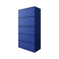 Hirsh HL10000 Series 5-Drawer Lateral File Cabinet, Locking, Letter/Legal, Classic Blue, 36
