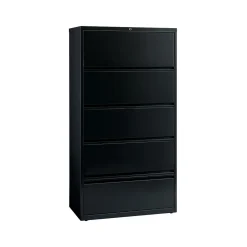 Hirsh HL10000 Series 5-Drawer Lateral File Cabinet, Locking, Letter/Legal, Black, 36" (17902)