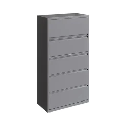 Hirsh HL10000 Series 5-Drawer Lateral File Cabinet, Locking, Letter/Legal, Arctic Silver, 36" (23747)