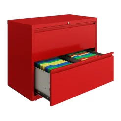 Hirsh HL10000 Series 2-Drawer Lateral File Cabinet, Locking, Letter/Legal, Lava Red, 36