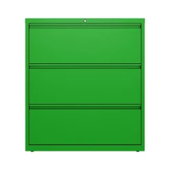 Hirsh HL10000 Series 3-Drawer Lateral File Cabinet, Locking, Letter/Legal, Screaming Green, 36" (24253)