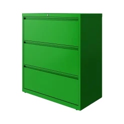 Hirsh HL10000 Series 3-Drawer Lateral File Cabinet, Locking, Letter/Legal, Screaming Green, 36
