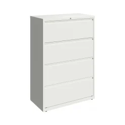 Hirsh HL10000 Series 4-Drawer Lateral File Cabinet, Locking, Letter/Legal, White, 36" (23702)
