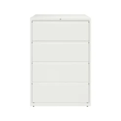 Hirsh HL10000 Series 4-Drawer Lateral File Cabinet, Locking, Letter/Legal, White, 36" (23702)
