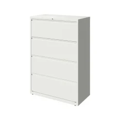 Hirsh HL10000 Series 4-Drawer Lateral File Cabinet, Locking, Letter/Legal, White, 36