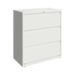 Hirsh HL10000 Series 3-Drawer Lateral File Cabinet, Locking, Letter/Legal, White, 36" (23701)