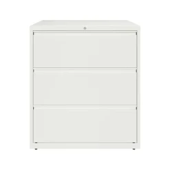 Hirsh HL10000 Series 3-Drawer Lateral File Cabinet, Locking, Letter/Legal, White, 36" (23701)