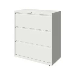 Hirsh HL10000 Series 3-Drawer Lateral File Cabinet, Locking, Letter/Legal, White, 36