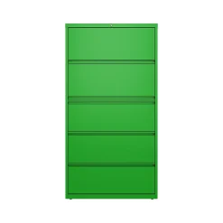 Hirsh HL10000 Series 5-Drawer Lateral File Cabinet, Locking, Letter/Legal, Screaming Green, 36" (24259)
