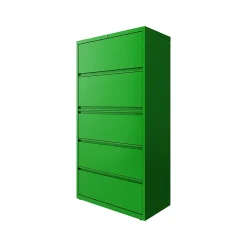 Hirsh HL10000 Series 5-Drawer Lateral File Cabinet, Locking, Letter/Legal, Screaming Green, 36