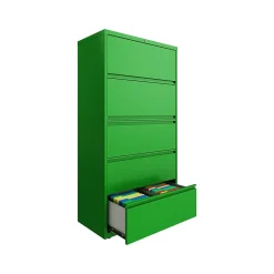 Hirsh HL10000 Series 5-Drawer Lateral File Cabinet, Locking, Letter/Legal, Screaming Green, 36