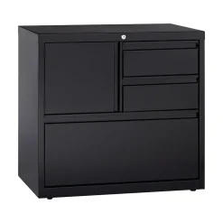 Hirsh HL8000 Series 3-Drawer Lateral File Cabinet, Locking, Letter/Legal, Black, 30" (19628)
