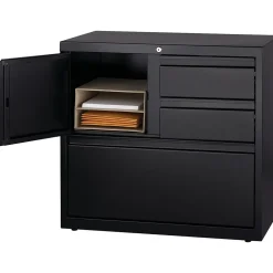 Hirsh HL8000 Series 3-Drawer Lateral File Cabinet, Locking, Letter/Legal, Black, 30