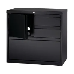 Hirsh HL8000 Series 3-Drawer Lateral File Cabinet, Locking, Letter/Legal, Black, 30