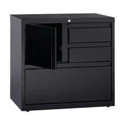 Hirsh HL8000 Series 3-Drawer Lateral File Cabinet, Locking, Letter/Legal, Black, 30