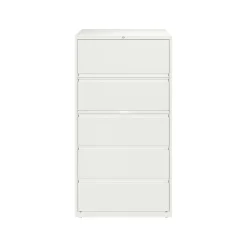 Hirsh HL10000 Series 5-Drawer Lateral File Cabinet, Locking, Letter/Legal, White, 36" (23703)