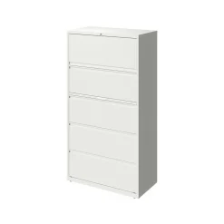 Hirsh HL10000 Series 5-Drawer Lateral File Cabinet, Locking, Letter/Legal, White, 36