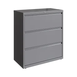 Hirsh HL10000 Series 3-Drawer Lateral File Cabinet, Locking, Letter/Legal, Arctic Silver, 36" (23745)