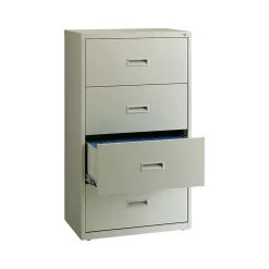 Hirsh HL1000 Series 4-Drawer Lateral File Cabinet, Letter/Legal Size, Lockable, 52.5"H x 30"W x 18.63"D, Light Gray (19440)