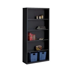 Hirsh HL8000 Series 72"H 5-Shelf Bookcase with Adjustable Shelves, Black Steel (21996)