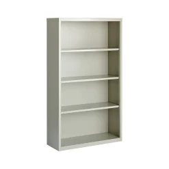 Hirsh HL8000 Series 60"H 4-Shelf Bookcase with Adjustable Shelves, Light Gray Steel (21994)