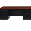 Hirsh 60"W Double-Pedestal Computer Desk, Black/Walnut (20101)