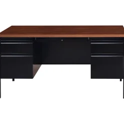 Hirsh 60"W Double-Pedestal Computer Desk, Black/Walnut (20101)