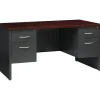 Hirsh 60"W Double-Pedestal Desk, Charcoal/Mahogany (20534)