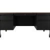 Hirsh 60"W Double-Pedestal Mobile Teacher's Desk, Black/Walnut (22648)