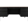 Hirsh 60"W Double-Pedestal Teacher's Desk, Black/Walnut (22644)