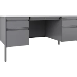 Hirsh 60"W Double-Pedestal Teacher's Desk, Platinum/White (22645)
