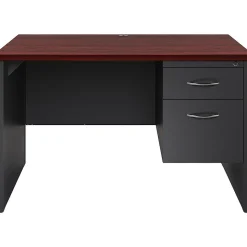 Hirsh 48"W Single-Pedestal Computer Desk, Charcoal/Mahogany (20540)