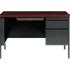 Hirsh 48"W Single-Pedestal Desk, Charcoal/Mahogany (20093)